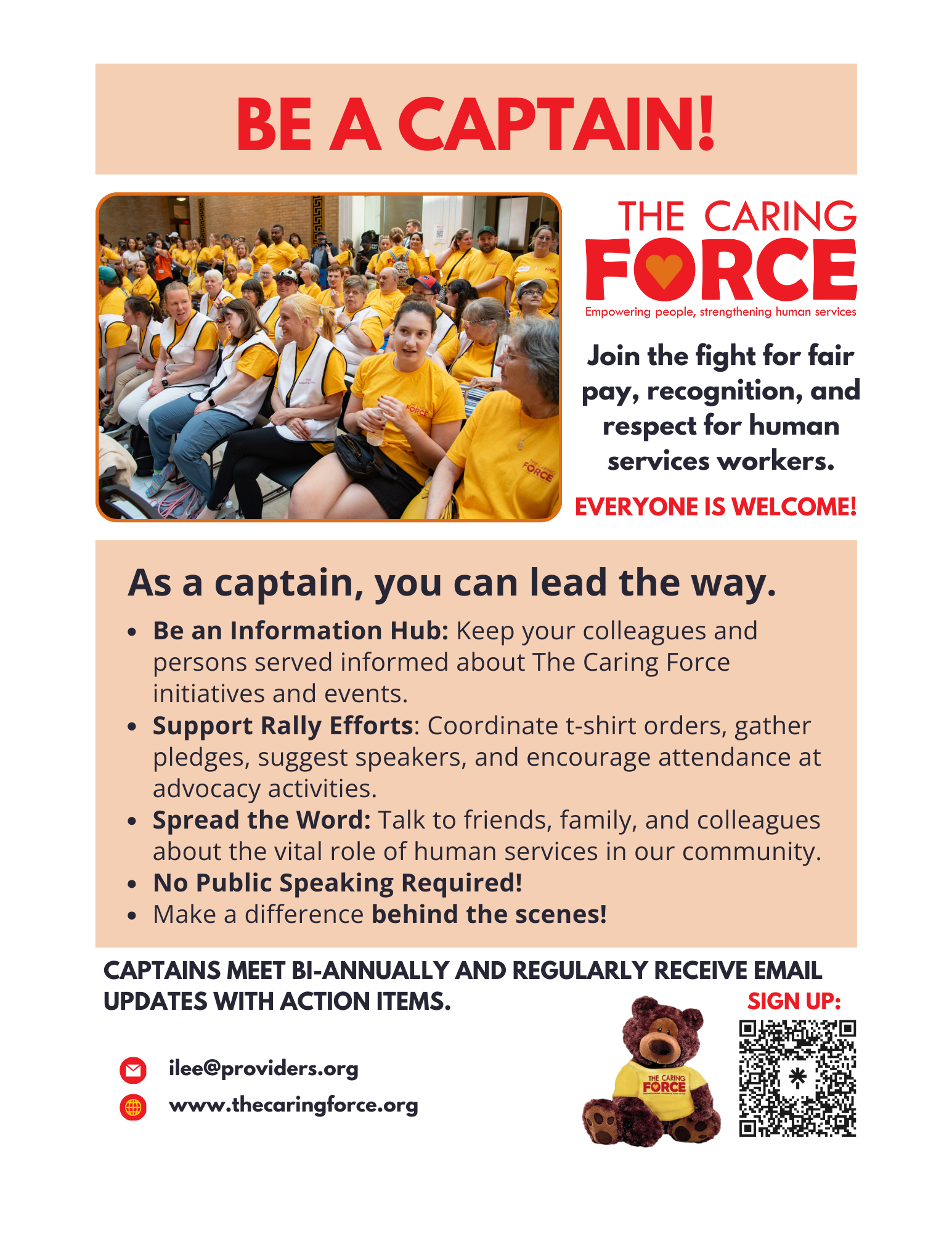 The Caring Force Captain Flyer: Inquire info at ilee@providers.org