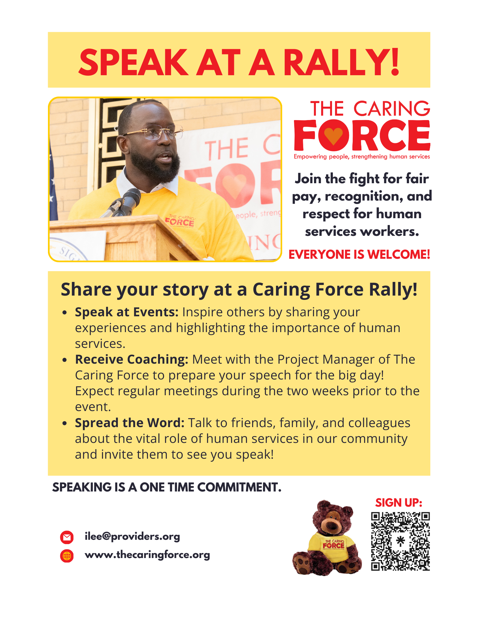 The Caring Force Speaker Flyer: Inquire info at ilee@providers.org